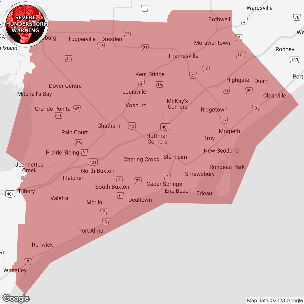 Severe Thunderstorm Warning Issued