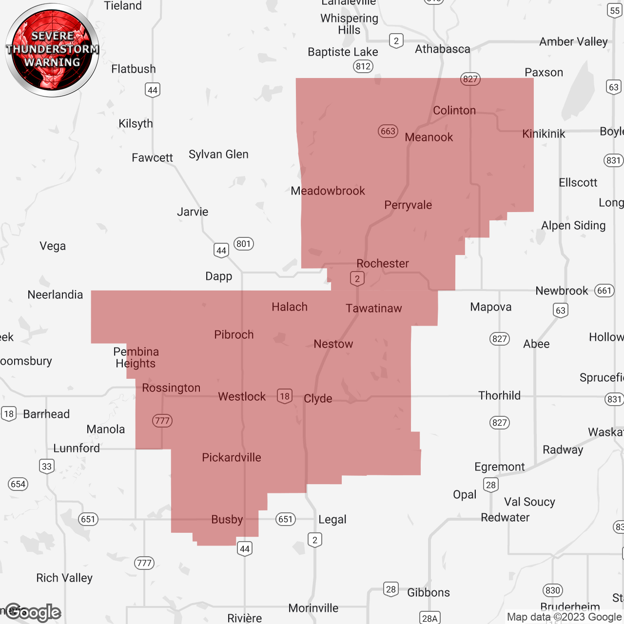 Severe Thunderstorm Warning Issued