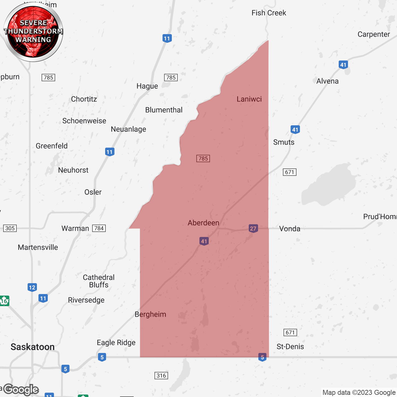 Severe Thunderstorm Warning Issued