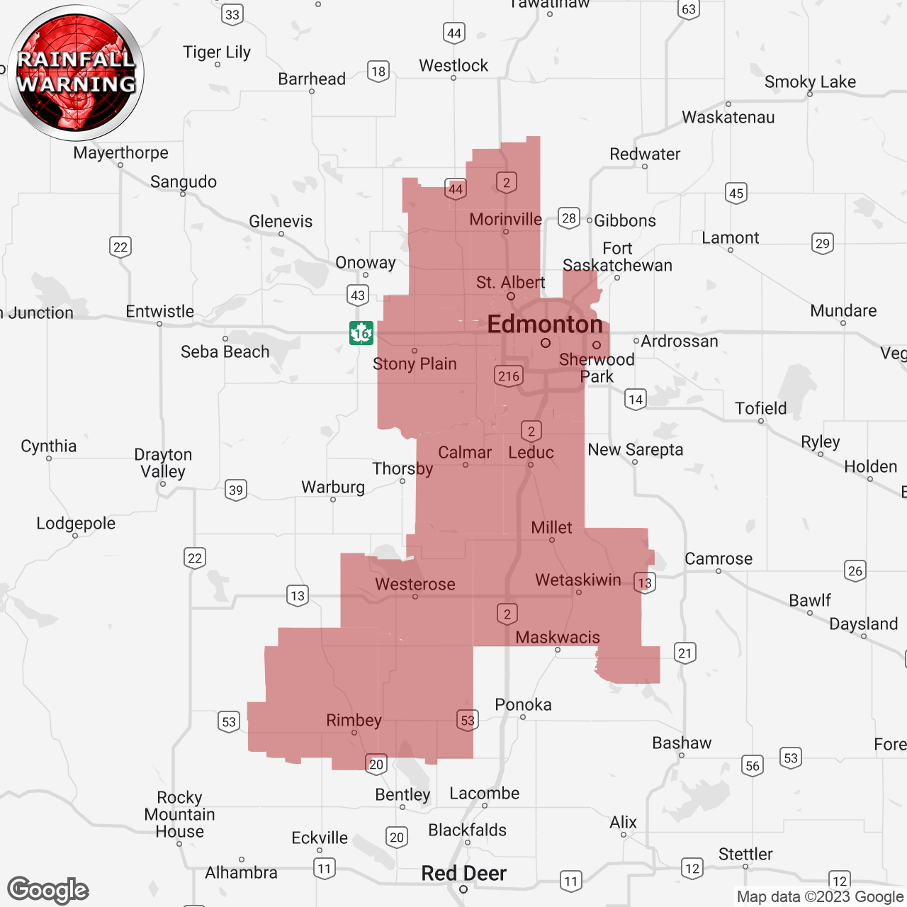 Rainfall Warning Issued