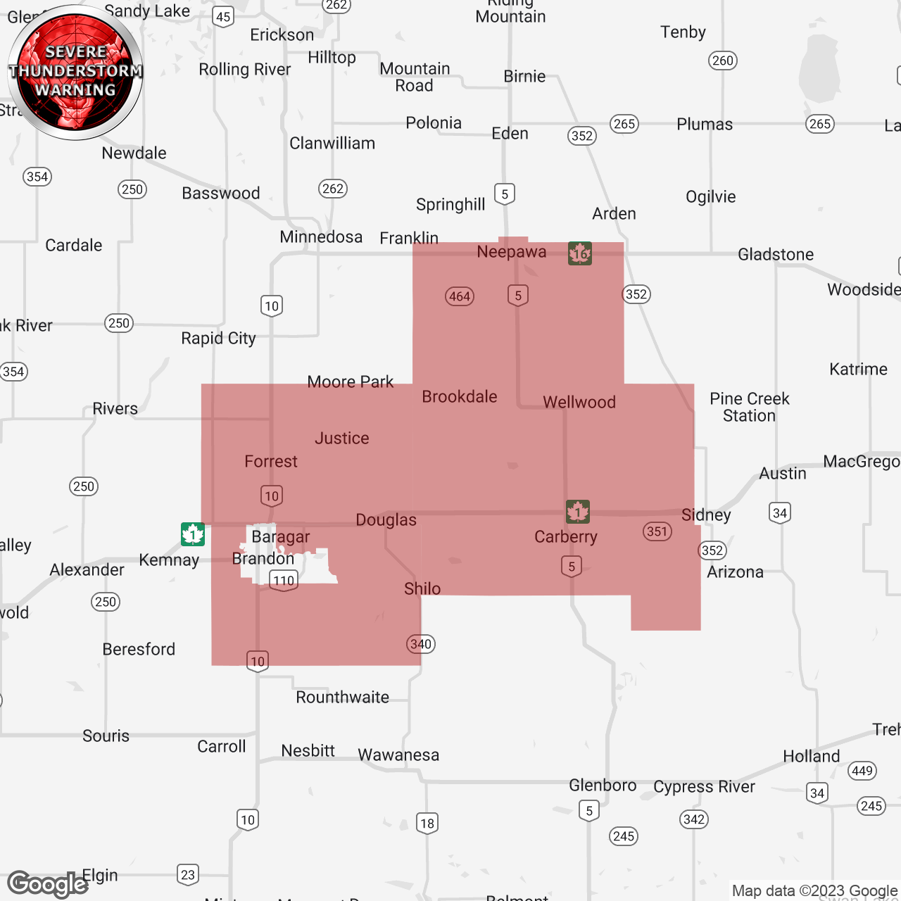 Severe Thunderstorm Warning Issued