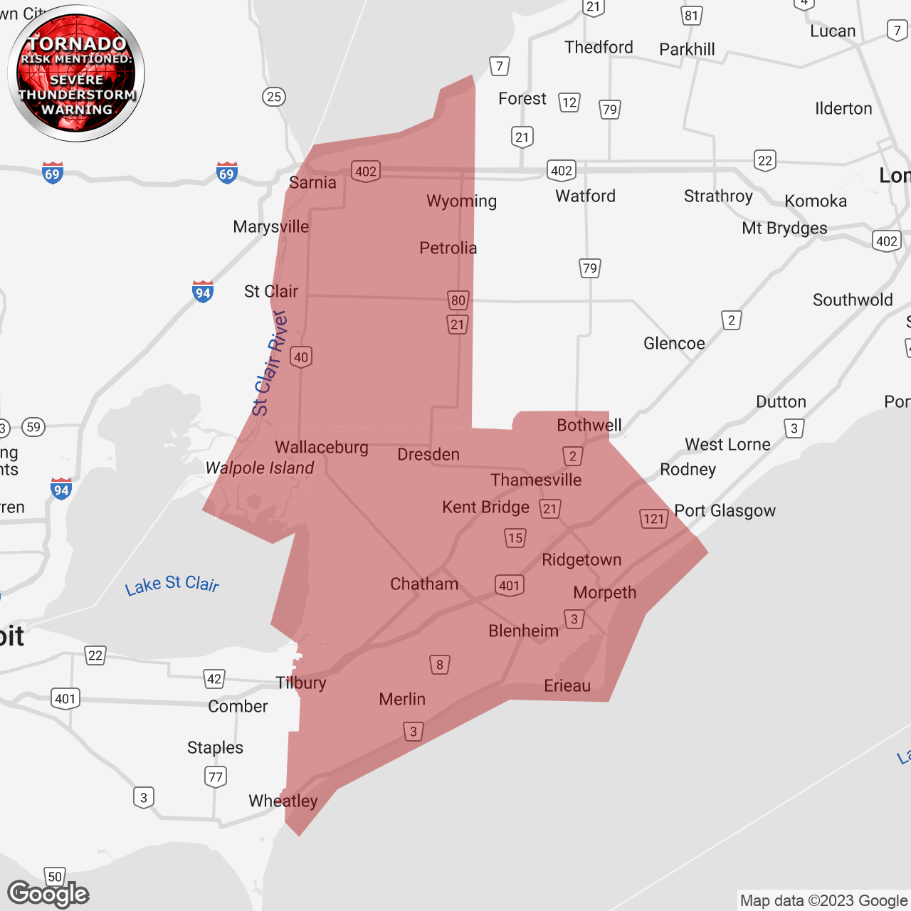 Severe Thunderstorm Warning Issued