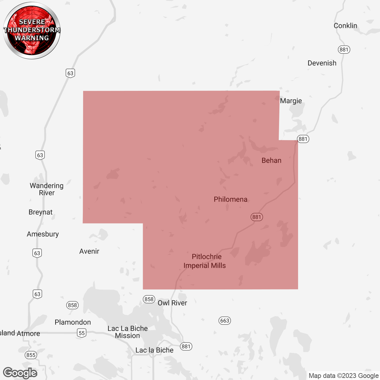 Severe Thunderstorm Warning Issued