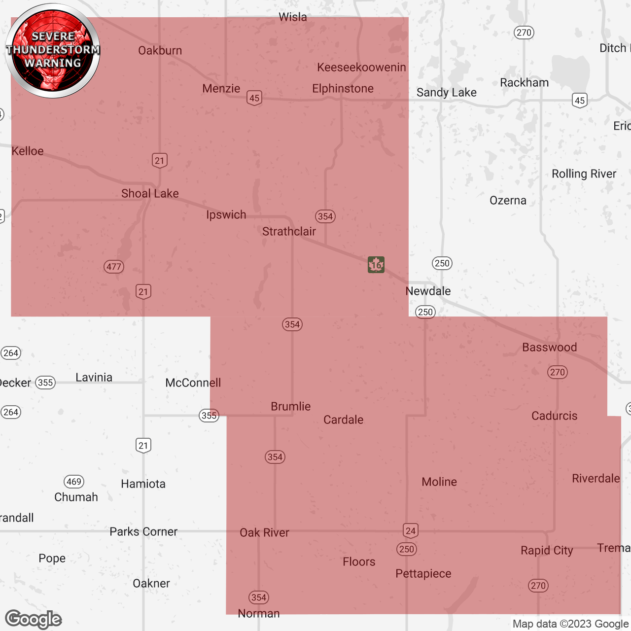 Severe Thunderstorm Warning Replaces Tornado Warning