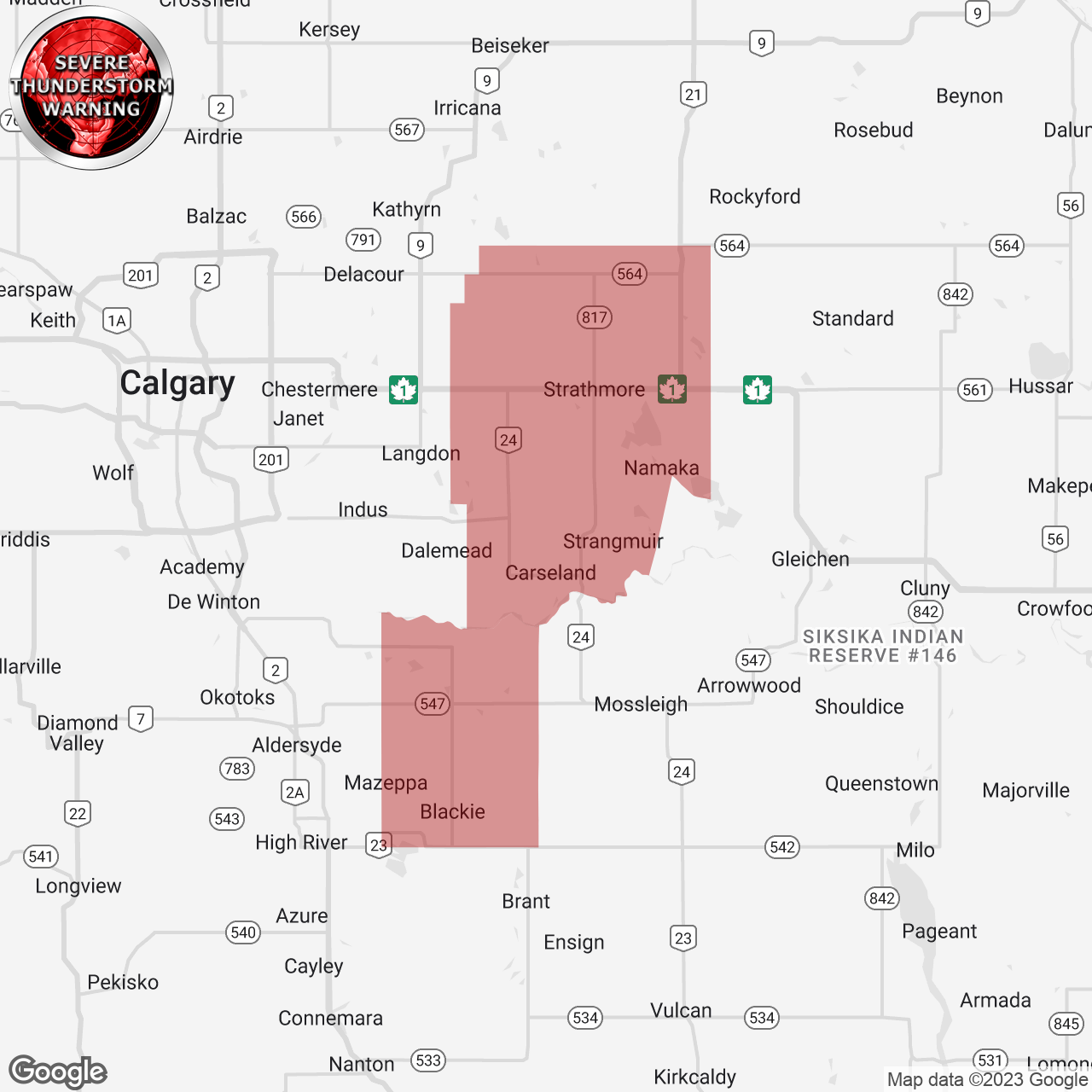 Severe Thunderstorm Warning Issued