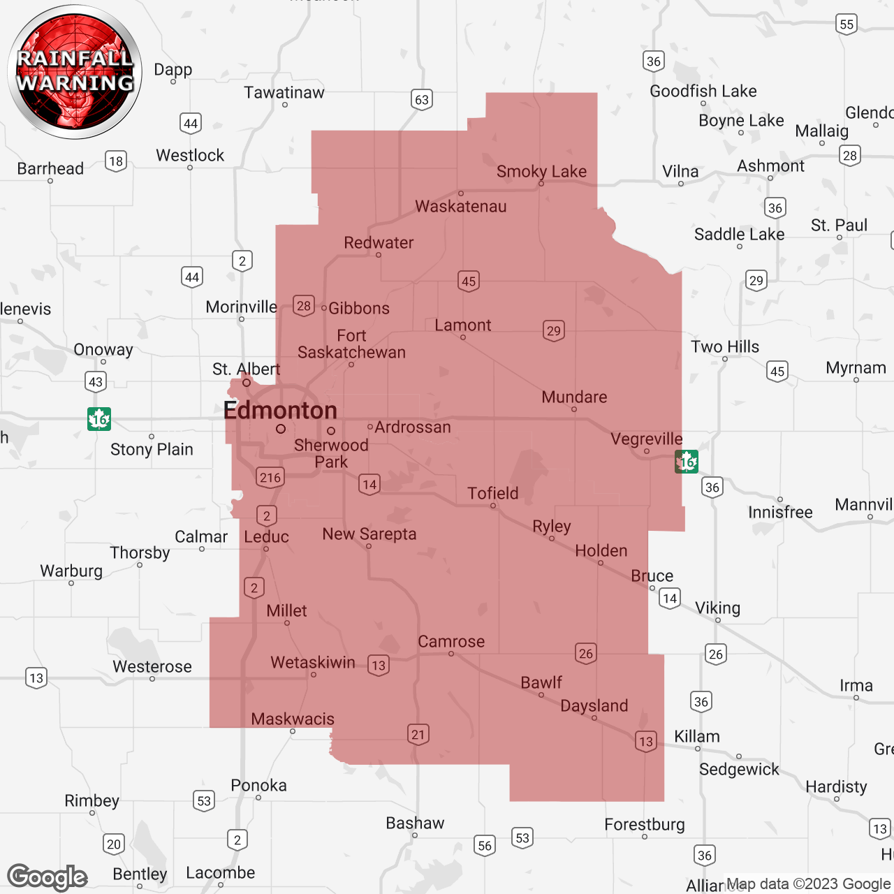 Rainfall Warning Issued