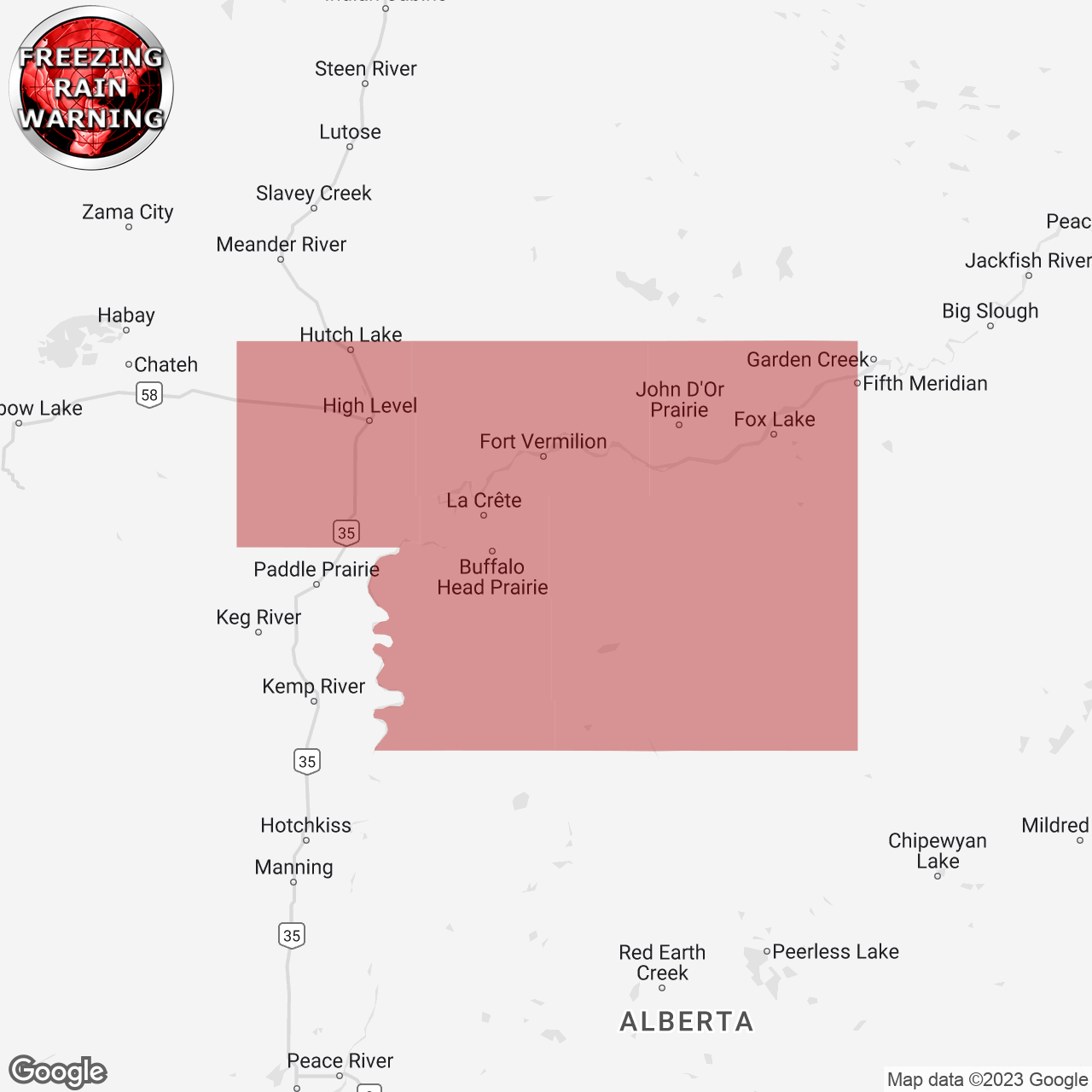 Freezing rain warning issued